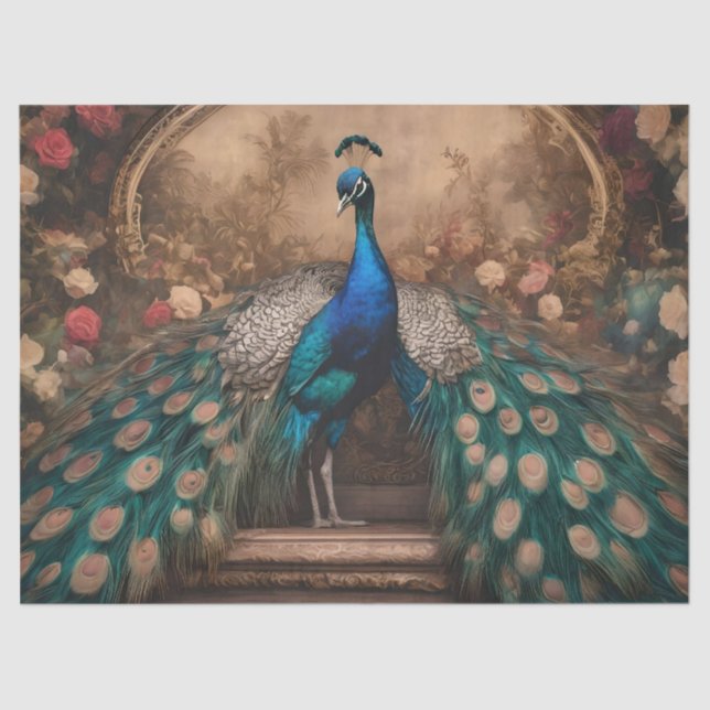 Elegant Victorian Vintage Boho Peacock Tissue Paper (Front)