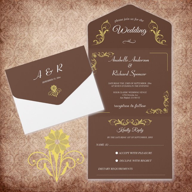 Elegant Victorian Wedding  All In One Invitation (Creator Uploaded)