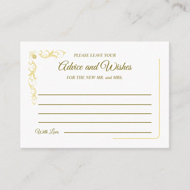 Elegant Victorian Wedding Wishes and Advice Enclosure Card (Front)