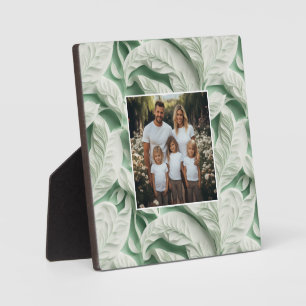 Elegant victorian white green botanical photo plaque