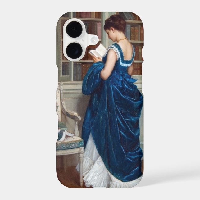 Elegant Victorian Woman Reading in Library  (Back)