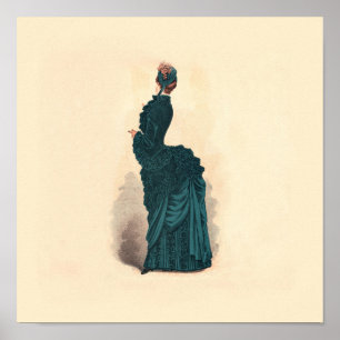 Elegant Victorian Woman Vintage Fashion Dress Poster