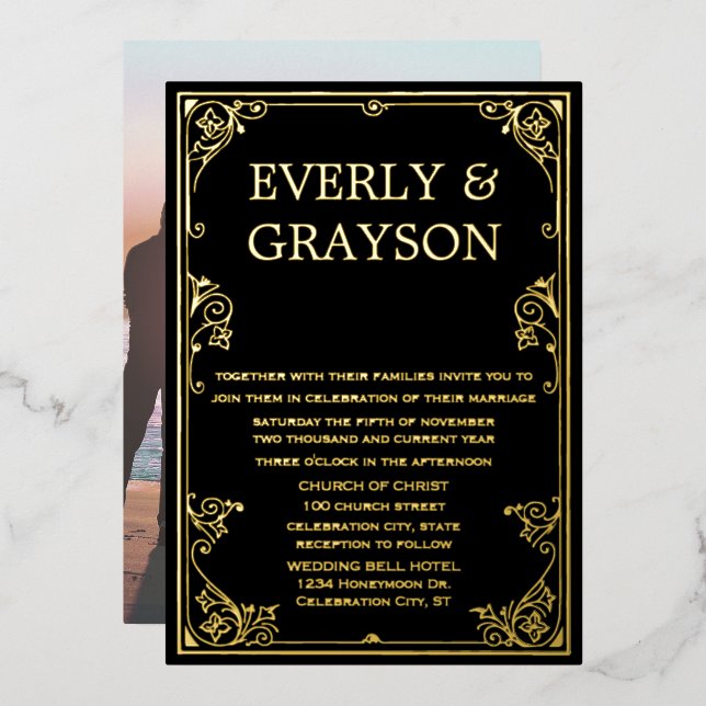 Elegant Victorian Your Photo on Back Gold (Front/Back)