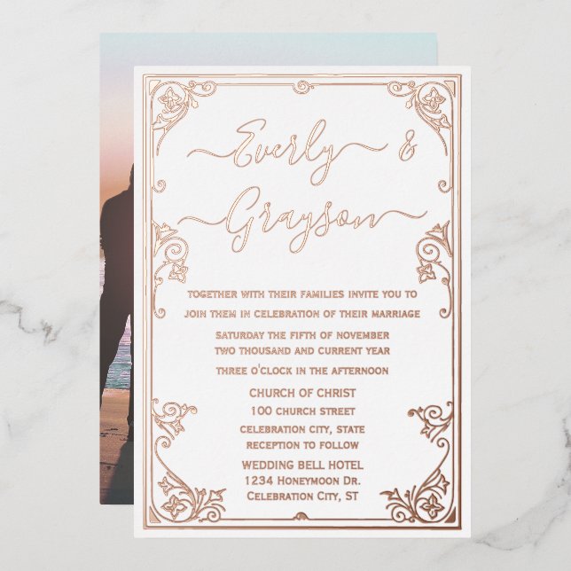 Elegant Victorian Your Photo Rose Gold  (Front/Back)