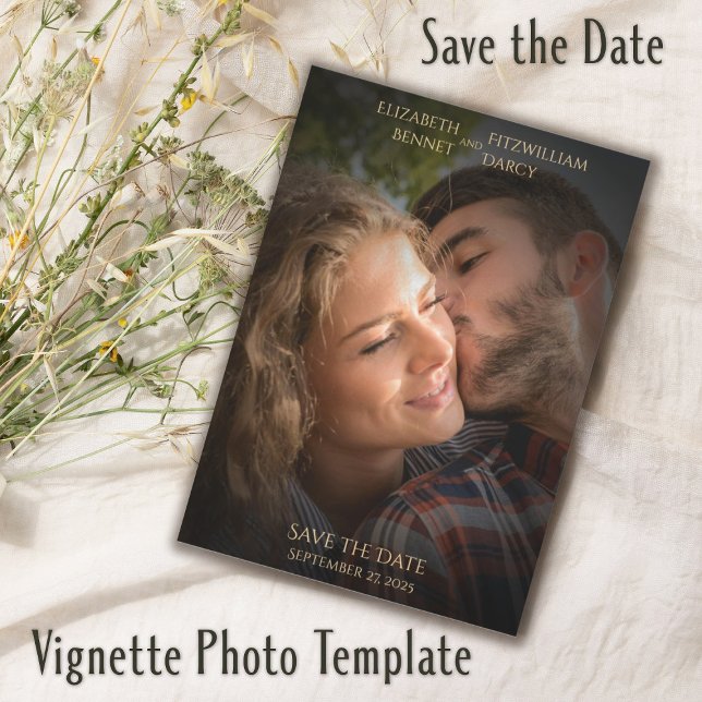 Elegant Vignette Photo Template Black Gold Wedding (Add your photo to this elegant Vignette Photo Template)