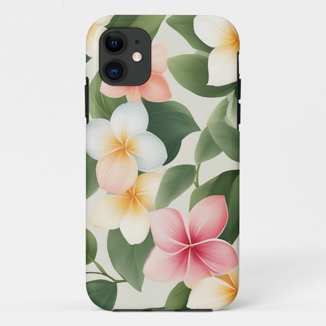 Elegant Vinca Flowers Botanical Pattern Case-Mate iPhone Case (Back)