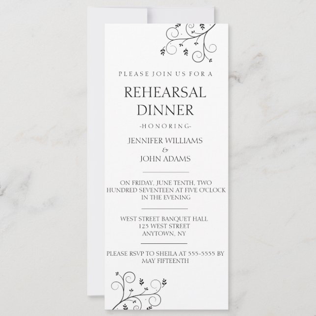 Elegant Vines Rehearsal Dinner Invitations (Front)