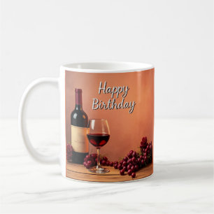 Elegant Vineyard Happy Birthday Wine & Grapes Coffee Mug