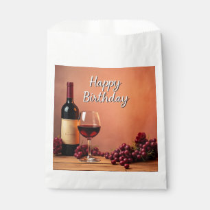 Elegant Vineyard Happy Birthday Wine & Grapes Favour Bag