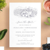 Elegant Vineyard Illustration Destination Wedding