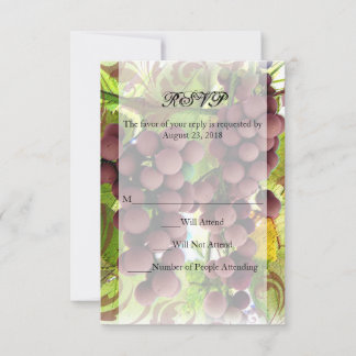 Elegant Vineyard Purple Grapes Wedding Small RSVP Card