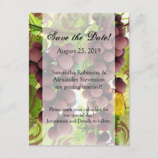 Elegant Vineyard Purple/Green Grapes Save the Date Announcement Postcard