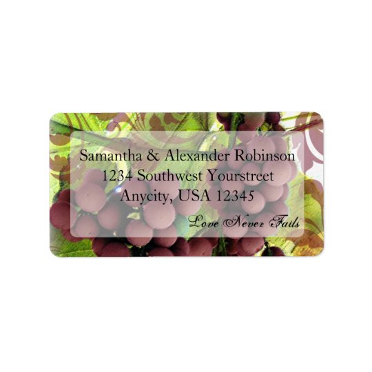 Elegant Vineyard Purple/Green Grapes Wedding Address Label