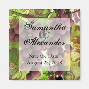 Elegant Vineyard Purple/Green Grapes Wedding Magnet