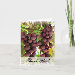 Elegant Vineyard Purple/Green Grapes Wedding Thank You Card