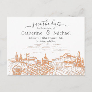 Elegant Vineyard Wedding Save the Date Announceme Postcard