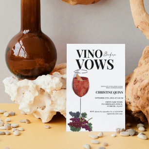 Elegant Vino before the vows Bridal Shower wine Invitation