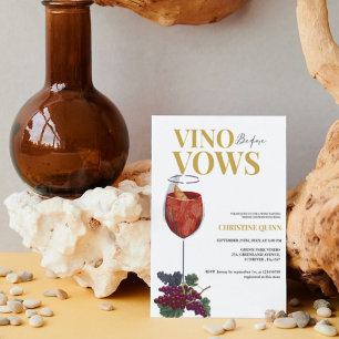 Elegant Vino before the vows Bridal Shower wine Invitation