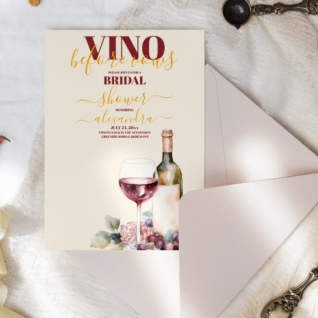 Elegant Vino before vows bridal shower Invitation (Creator Uploaded)