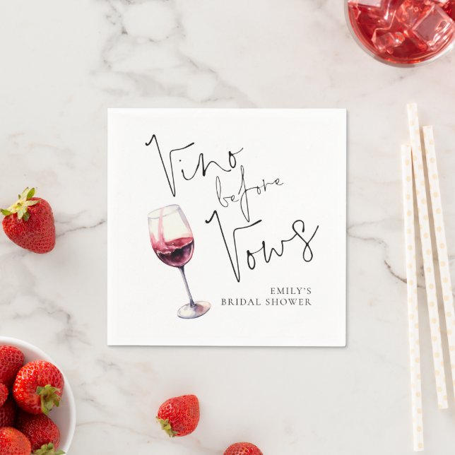 Elegant Vino Before Vows Bridal Shower Napkin (Insitu)