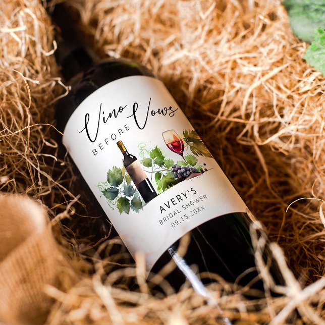 Elegant Vino Before Vows Bridal Shower  Wine Label (Creator Uploaded)