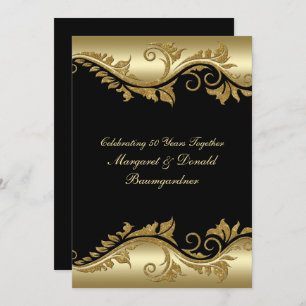 Elegant Vintage 50th Golden Wedding Anniversary Invitation