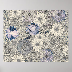 Elegant Vintage Abstract Floral Background Poster