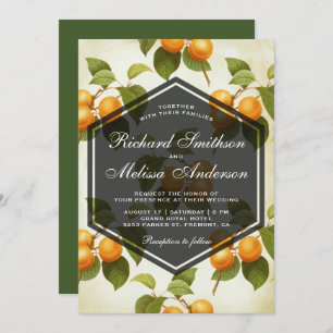 Elegant Vintage Apricot Fruit Wedding Invitation