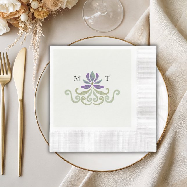 Elegant Vintage Art Nouveau Initials Wedding Napkin (Creator Uploaded)