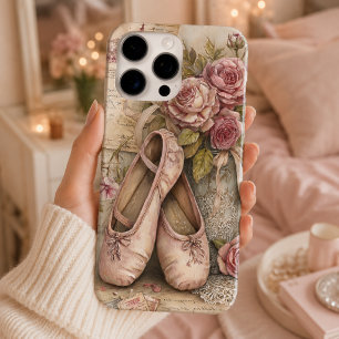 Elegant Vintage Ballet Shoes and Roses Phone Case