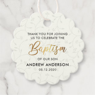 Elegant Vintage Baptism Thank You Favour Tags