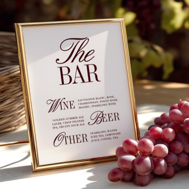 Elegant Vintage Bar Menu Wedding Sign (Elegant Vintage Bar Menu Wedding Sign)