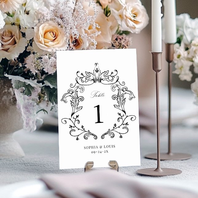 Elegant Vintage Baroque Crest Wedding Table Number (Creator Uploaded)