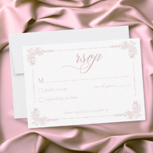 Elegant Vintage Baroque Dusty Pink Wedding RSVP Card
