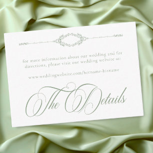 Elegant Vintage Baroque Sage Green Wedding Enclosure Card