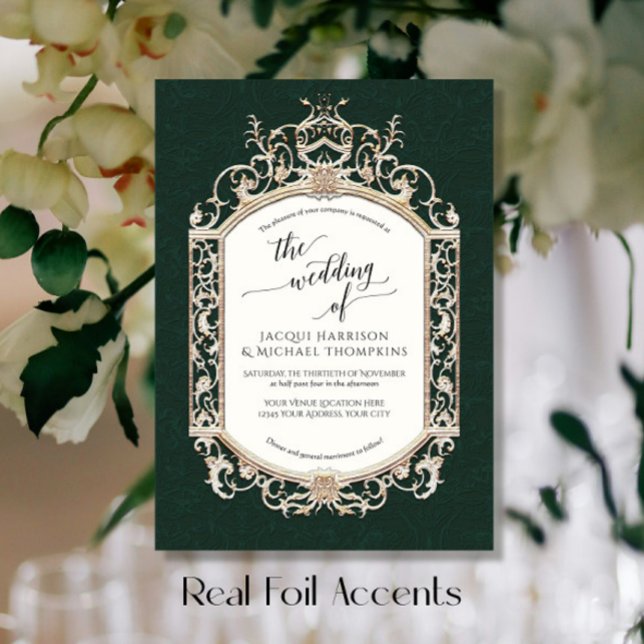 Elegant Vintage Baroque Scrollwork Forest Green (Creator Uploaded)