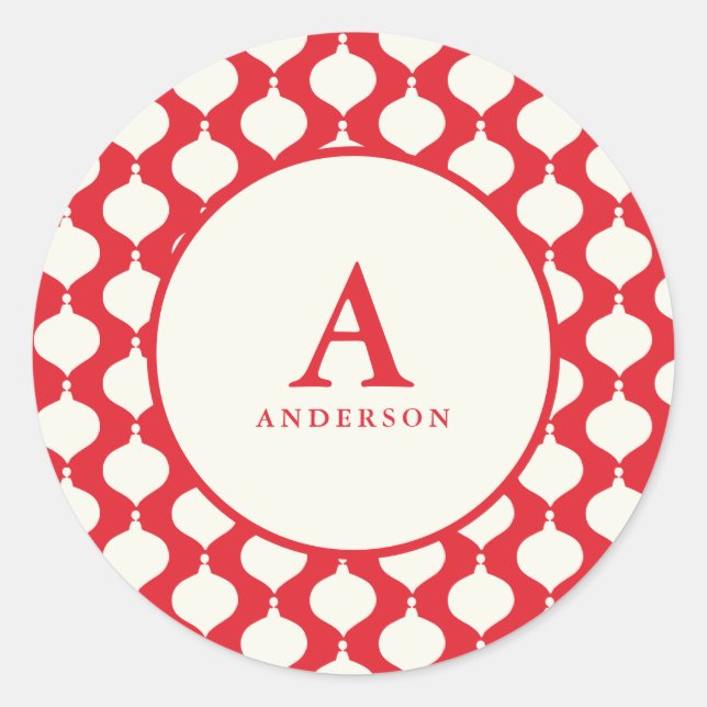 Elegant vintage bauble Christmas Classic Round Sticker (Front)