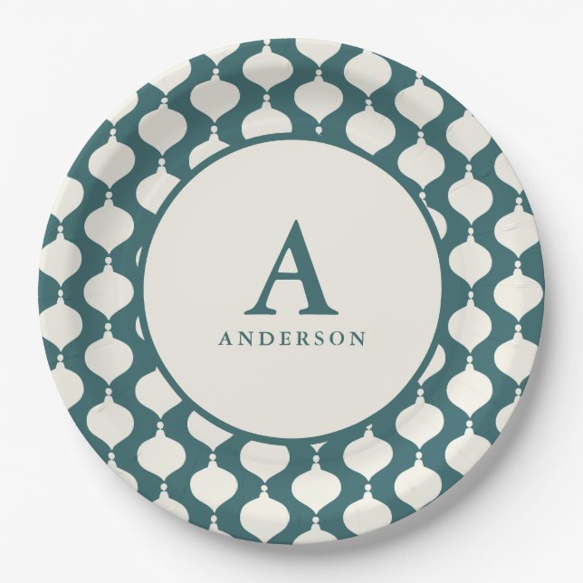 Elegant vintage bauble Christmas party Paper Plate (Front)