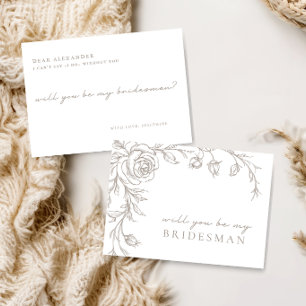Elegant Vintage Be My Bridesman Proposal Card