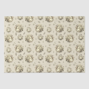 Elegant Vintage Beige Cream Roses Floral Pattern  Tissue Paper