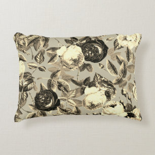 Elegant Vintage Beige Roses Decorative Cushion