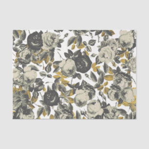 Elegant Vintage Beige Roses Floral Tissue Paper