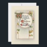 Elegant Vintage Best Christmas Wishes with Ivy Holiday Card<br><div class="desc">Elegant classic Best Christmas Wishes in ornate typography embellished with ivy and gold stars on ecru background. Back features custom complementary graphics with editable text fields.</div>