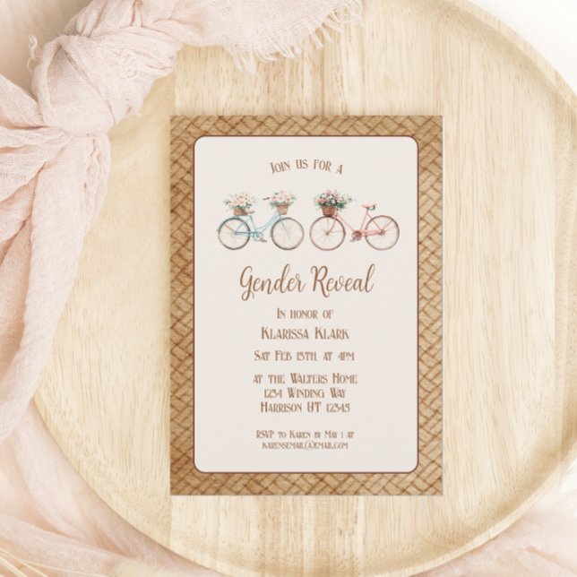 Elegant Vintage Bike Gender Reveal Invitation (Creator Uploaded)