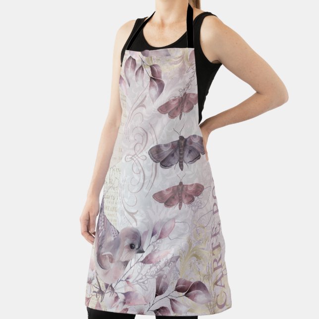Elegant Vintage Bird Botanical  Apron (Insitu)