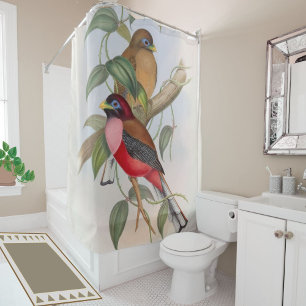 Elegant Vintage Birds Colourful Shower Curtain