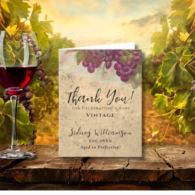 Elegant Vintage Birthday Personalised Thank You (Creator Uploaded)