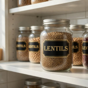 Elegant Vintage Black and Gold Pantry Label