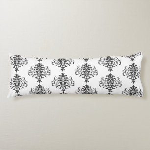 Elegant Vintage Black and White Damask Body Cushion