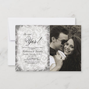 Elegant Vintage Black and White Damask Invitation